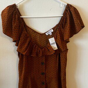 NWT Barneys New York Burnt Amber (orange-brown) Polka Dot Dress - Size M